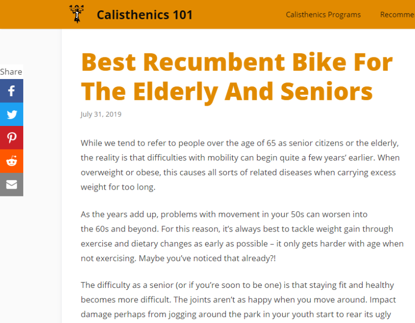 Recumbent Bike article example image